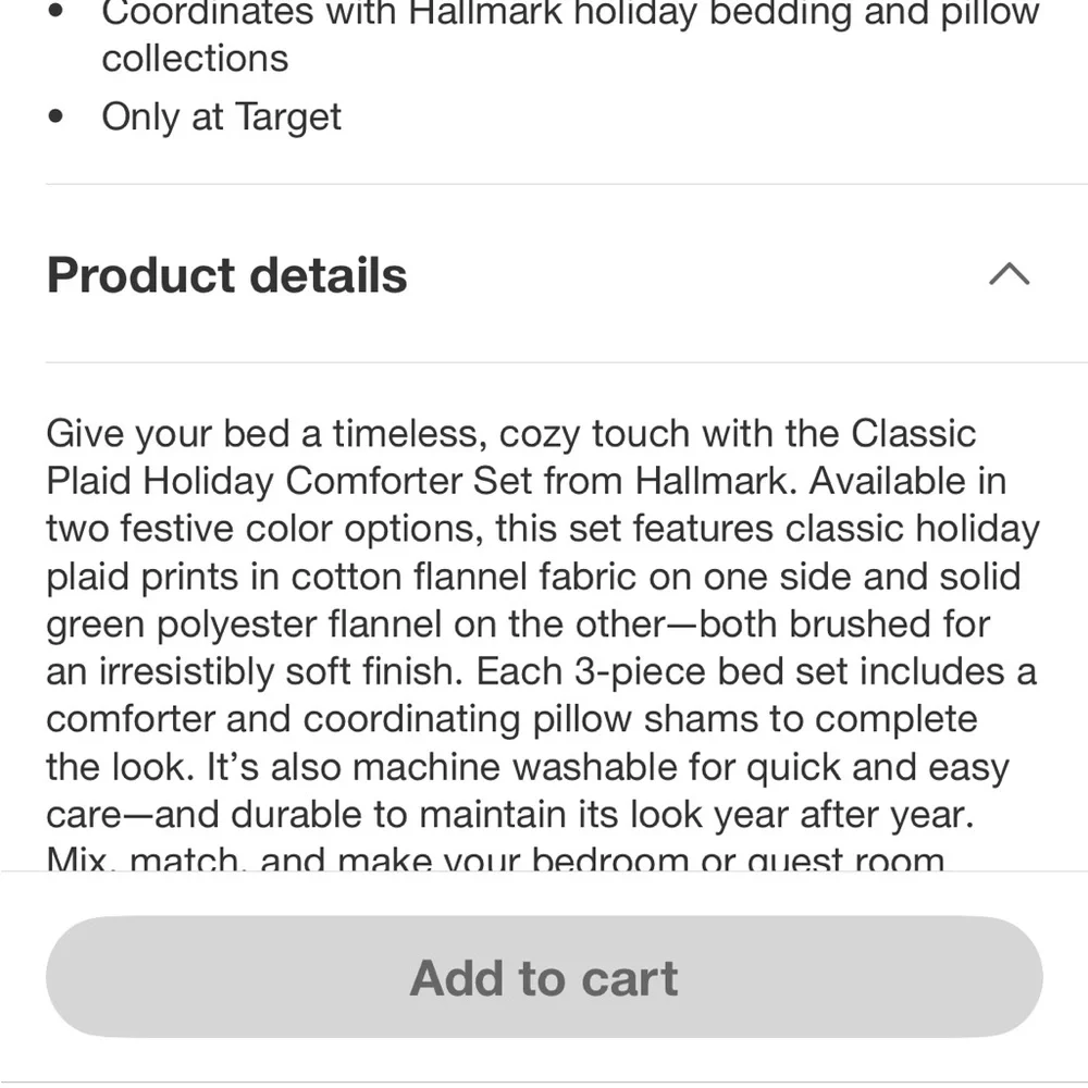 Hallmark King Flannel Plaid Comforter Set. Red